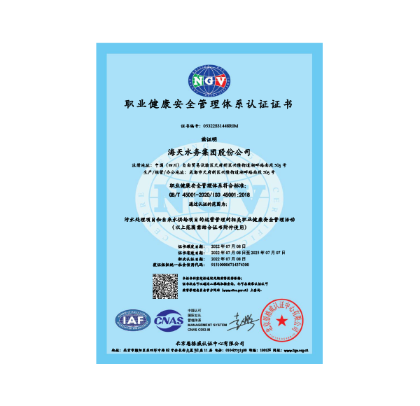 职业康健治理系统证书